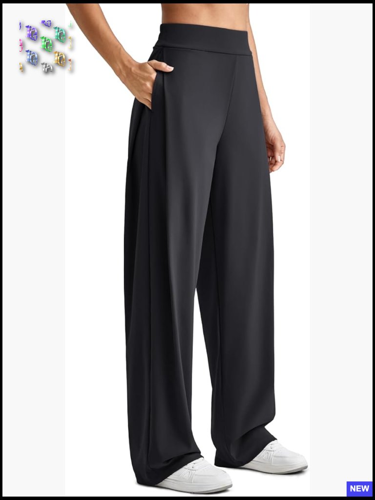 Wide Leg Yoga Pants High Waist Work Trousers Stretchy Dressy Casual